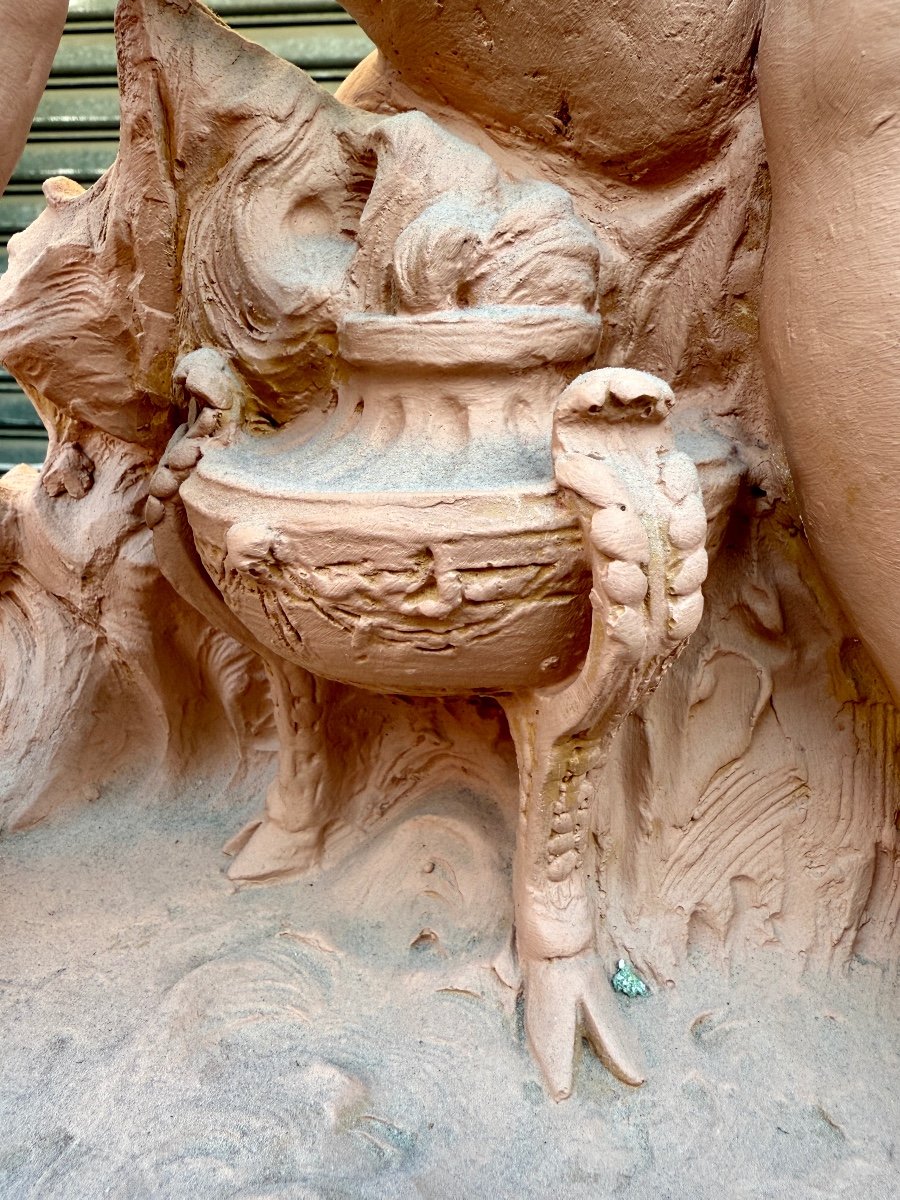 Important Group Of Putti In Terracotta - Height: 66 Cm. -photo-3