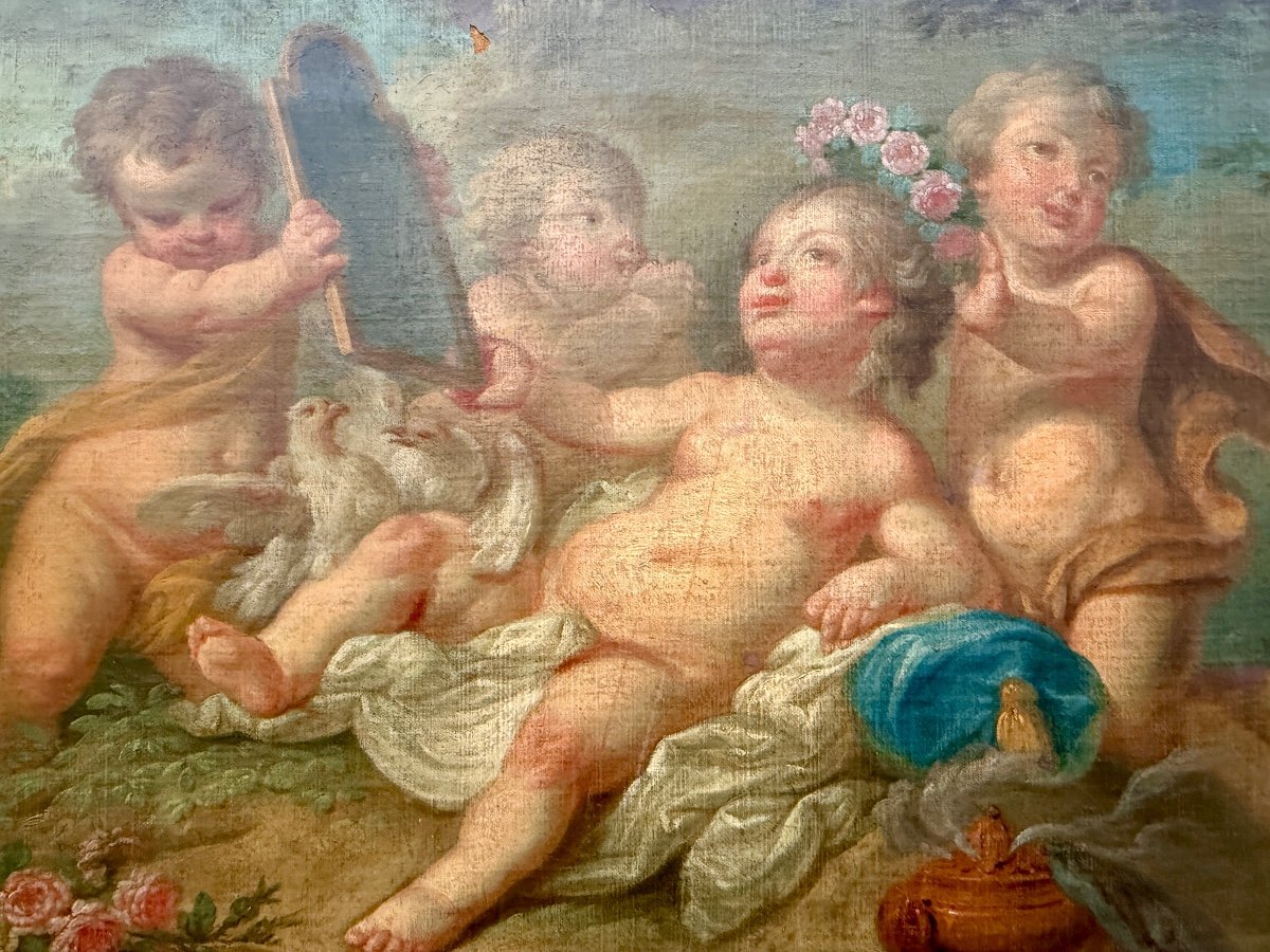 Entourage de François Boucher (1703-1770) - Vénus enfant - Huile sur toile, 1741. -photo-3