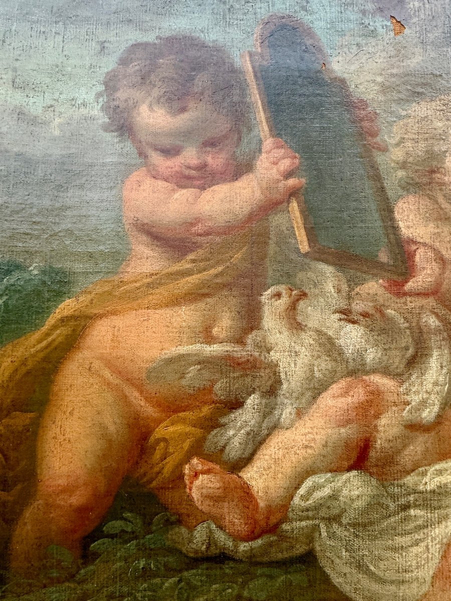 Entourage de François Boucher (1703-1770) - Vénus enfant - Huile sur toile, 1741. -photo-4