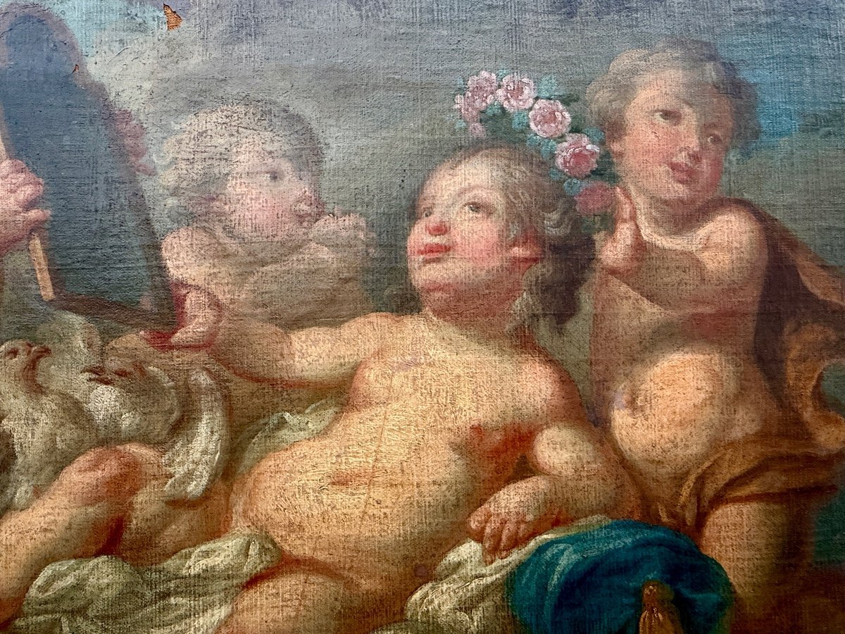 Entourage de François Boucher (1703-1770) - Vénus enfant - Huile sur toile, 1741. -photo-7