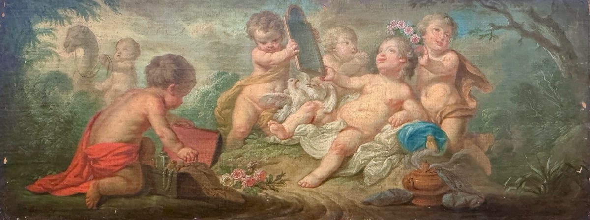 Entourage de François Boucher (1703-1770) - Vénus enfant - Huile sur toile, 1741. 