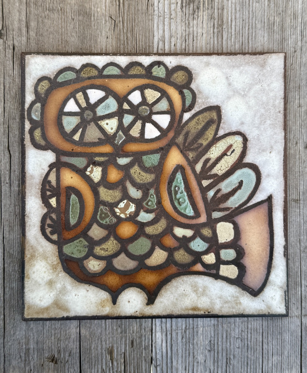 Roland Zobel (1915-2006) - Ensemble de 5 carreaux de céramique émaillée - Haut. 15 et 20 cm. -photo-3