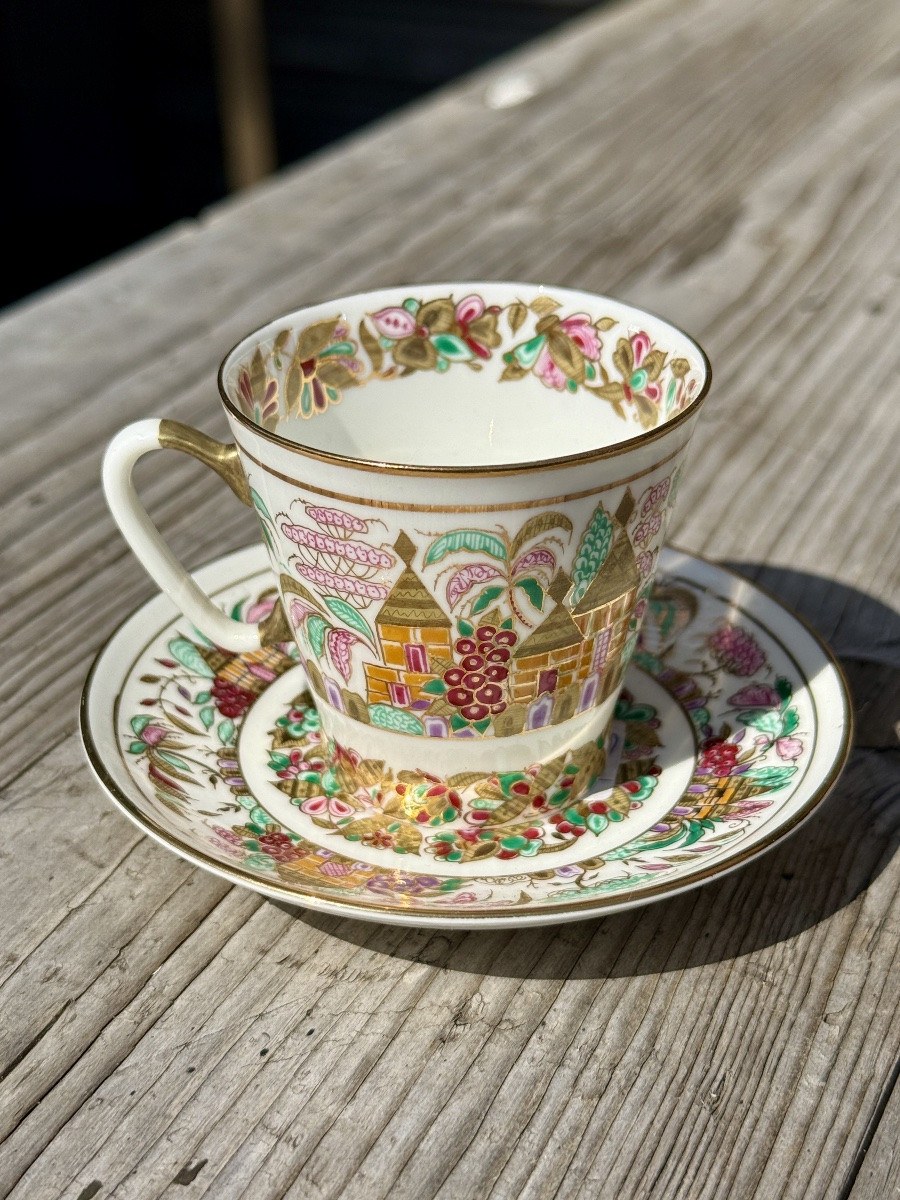 Manufacture impériale de Lomonosov - Ensemble de six tasses à café et sous-tasses. -photo-2