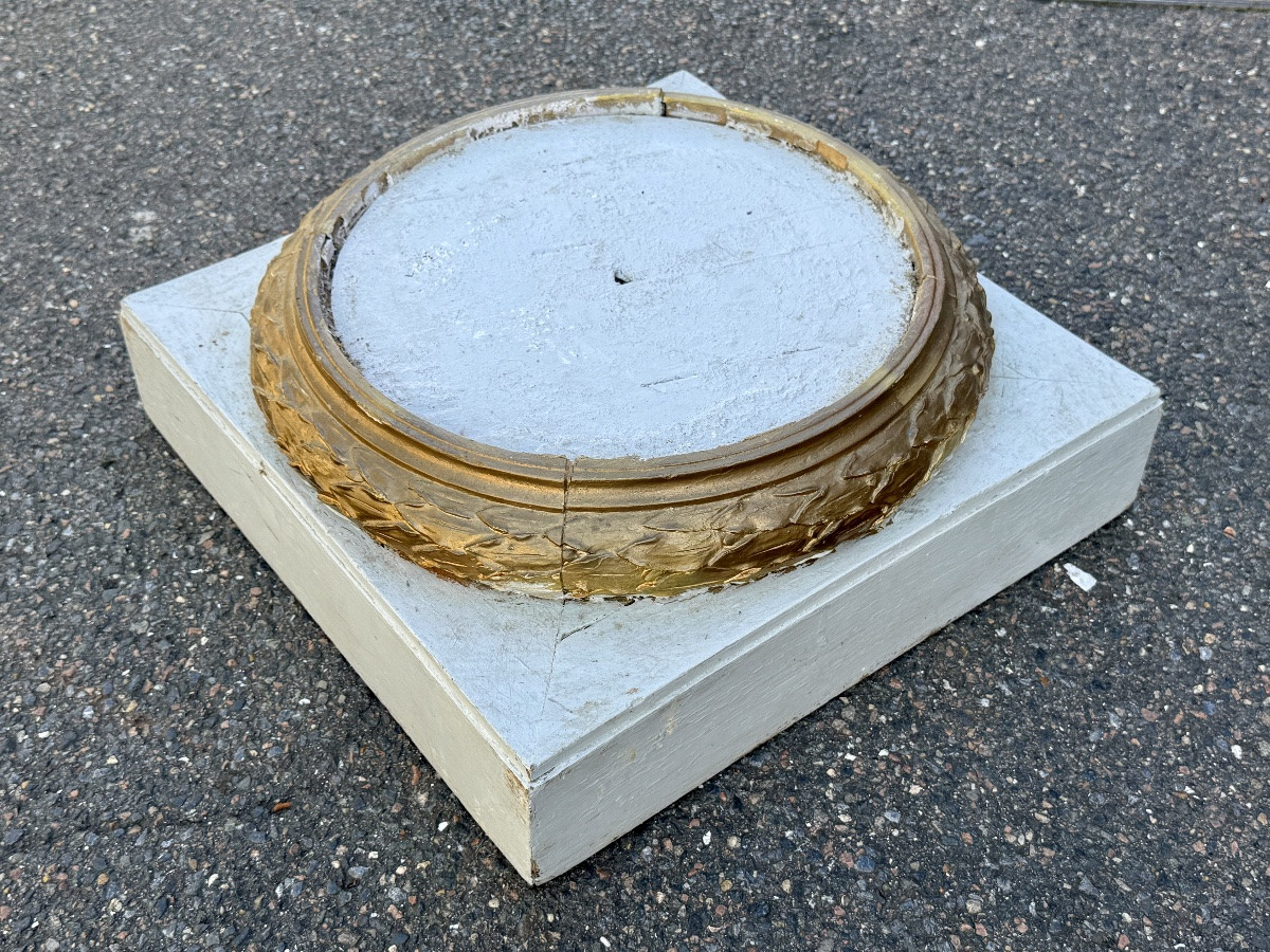 Half-column Side Table In White Lacquered Wood, Good Condition - Height 112 Cm. -photo-5