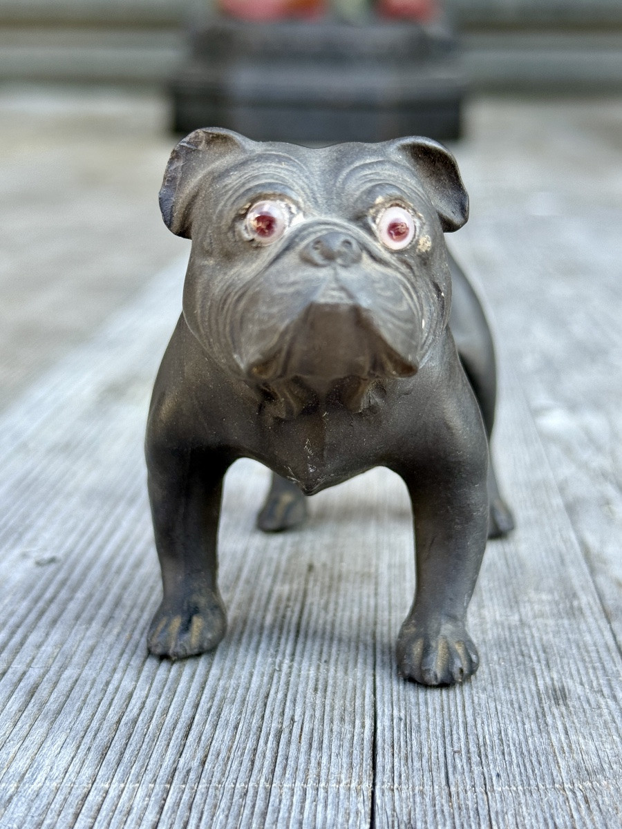 Ernest LIGHT pour WEDGWOOD - Bulldog en biscuit black basalt, circa 1914. -photo-3