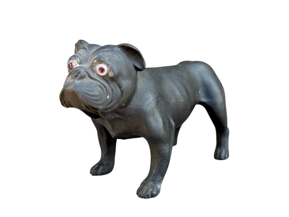 Ernest LIGHT pour WEDGWOOD - Bulldog en biscuit black basalt, circa 1914. 