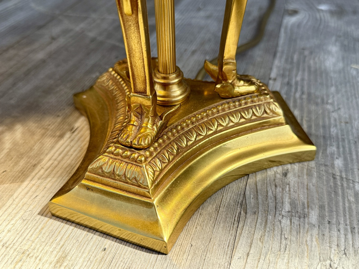Lampe athénienne en bronze doré à figures d’Hermes - Haut. 58 cm. -photo-2