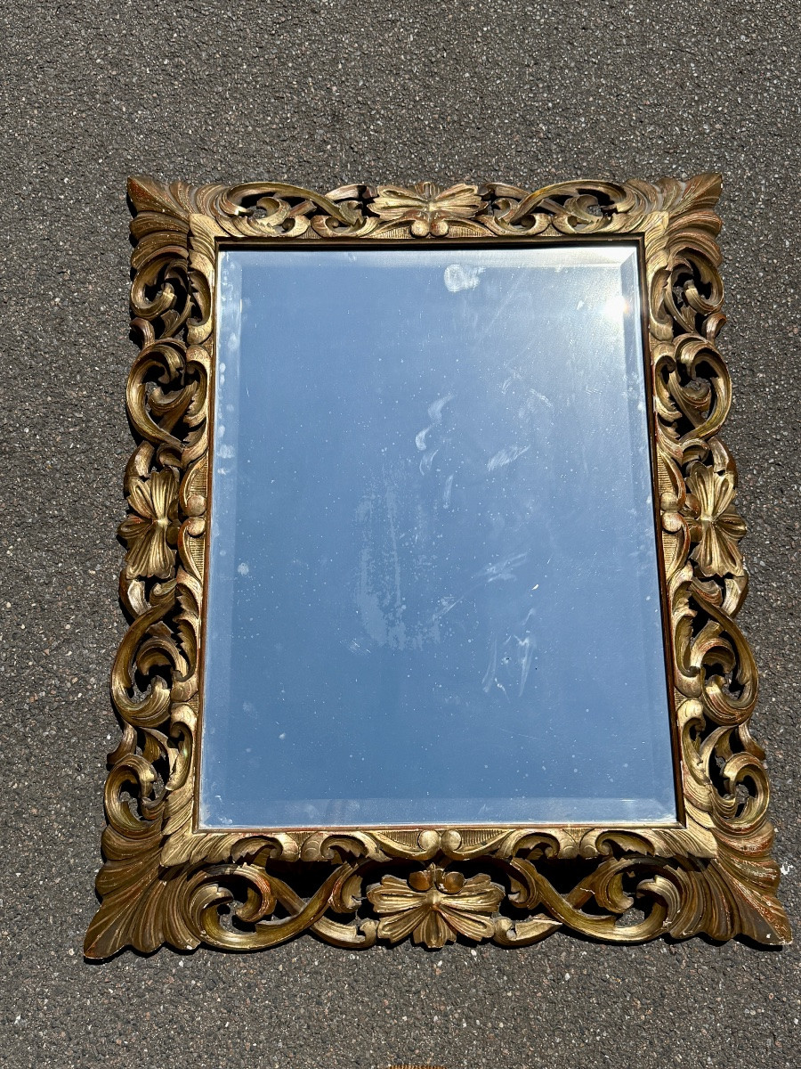 Important miroir en bois doré - Haut. 113 cm. -photo-2