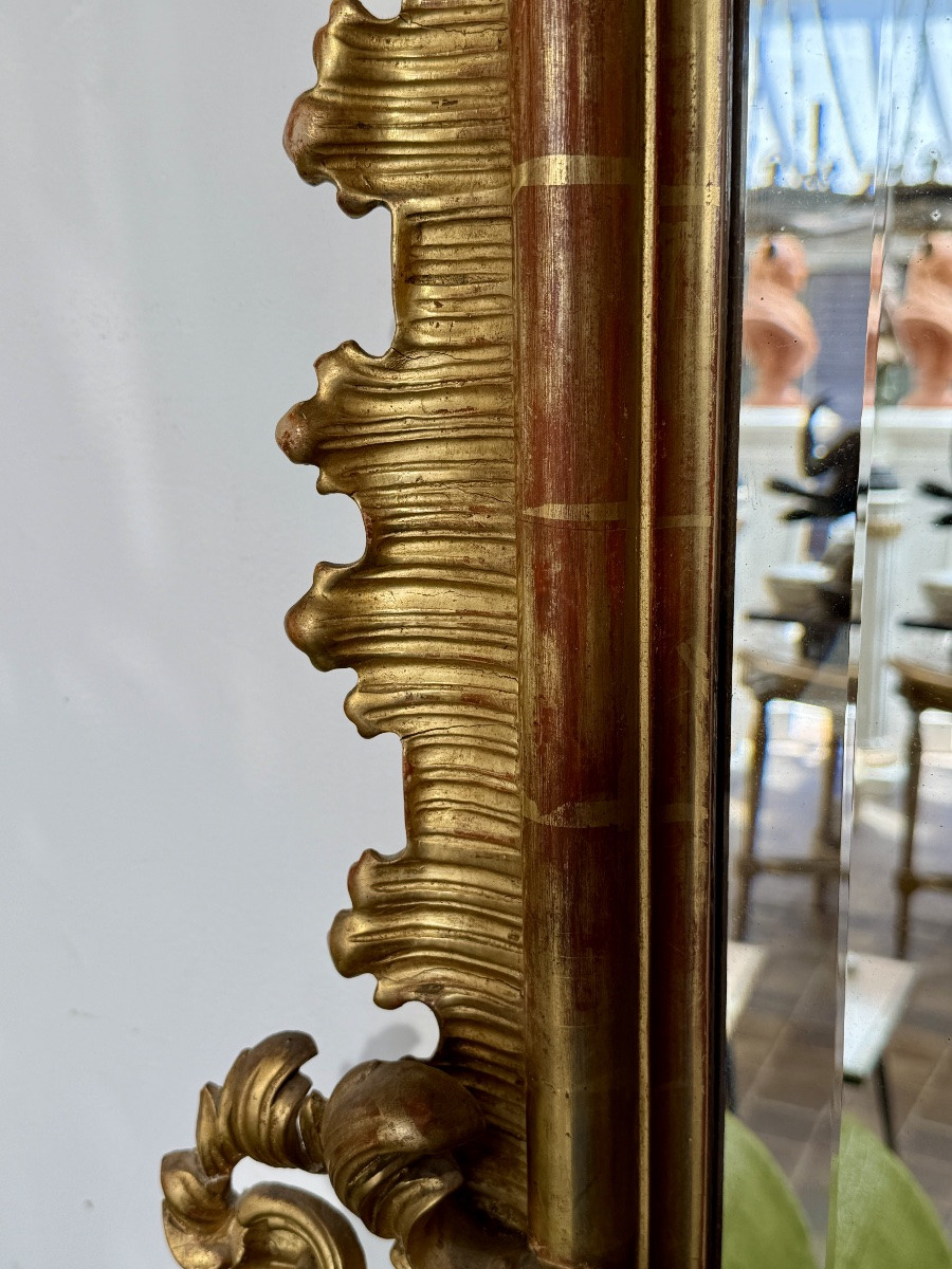 Very Important Napoleon III Mirror In Louis XV Style In Gilded Wood - Height 213 Cm. -photo-2