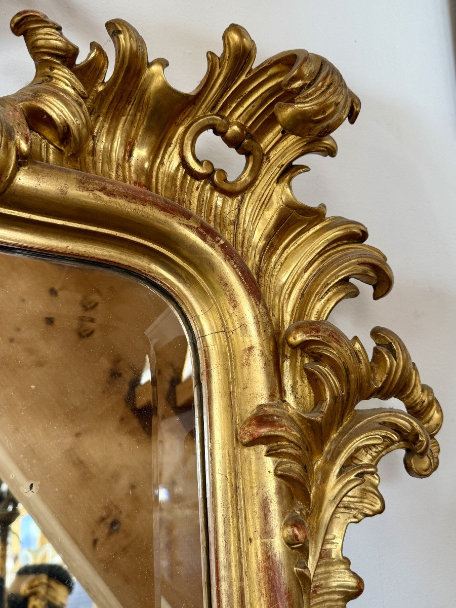 Very Important Napoleon III Mirror In Louis XV Style In Gilded Wood - Height 213 Cm. -photo-6