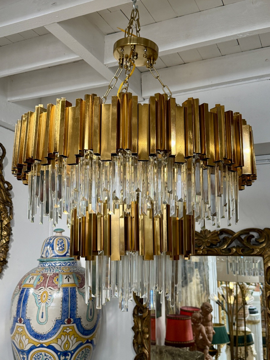 Important Lustre de style moderniste - Haut. 90 cm. -photo-2