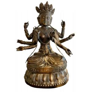 Chine / Tibet - Important Avalokitshvara en bronze, H. 85 cm. 