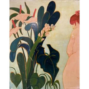 Jeanne Socquet - Female Nude With Flowers.