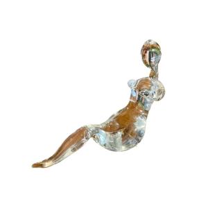 Murano - Stylized Female Nude In Crystal. L.30 Cm.