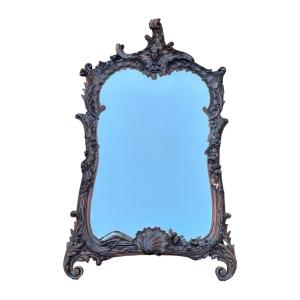 Important Scrolled Mirror In Richly Carved Wood With Rocaille Decor - Napoleon III.