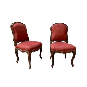 Pair Of Molded Wood Chairs - Louis XV Period.