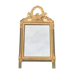 Miroir à Fronton En Bois Doré Louis XVI. 