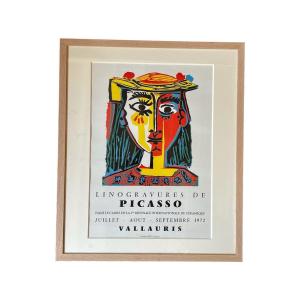 Original Poster From The Exhibition On Picasso's Linocuts In 1972 In Vallauris.