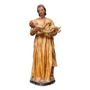 Saint Stanislas Kostk  In Carved And Gilded Wood - Late 18th Century.