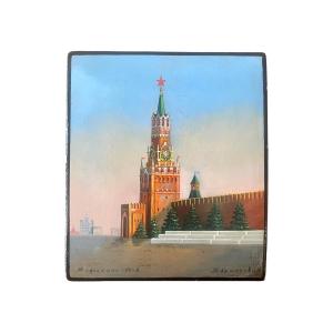 федоскина  - Vlasova Fedoskino - Russian Paper Mache Box Decorated With The Spasskaia Tower, 1963. 