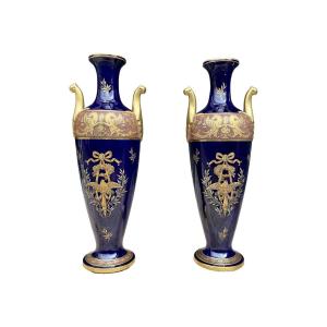 Maurice Pinon For The Jaget & Pinon Manufacture In Tours - Important Pair Of Vases - H: 62 Cm