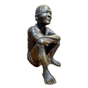 Indochine - Sujet En Bronze à Patine Brune, C. 1930 - Haut. : 21 Cm. 