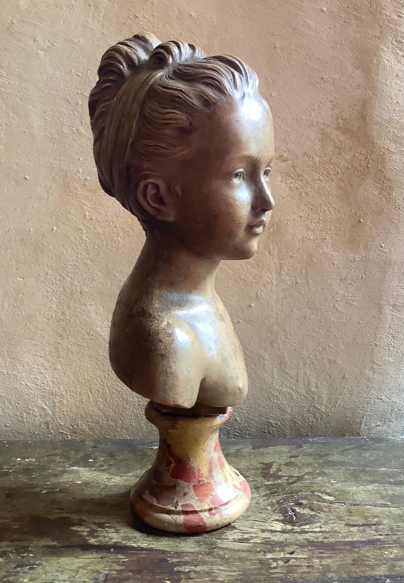 Small Terracotta Bust Of Ja Houdon-photo-2