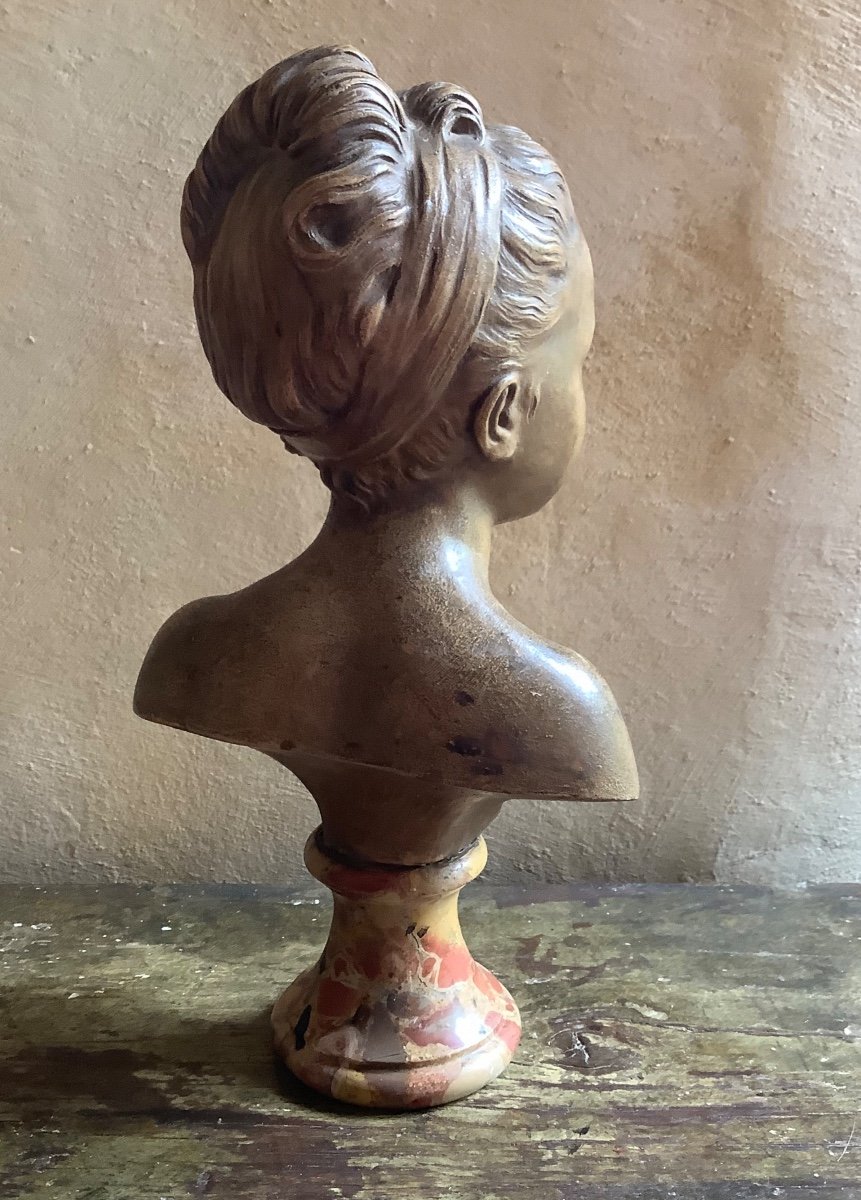 Small Terracotta Bust Of Ja Houdon-photo-3