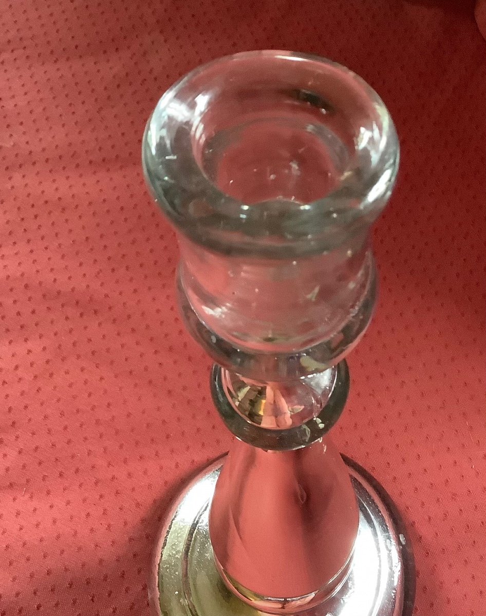 Large églomisé Glass Candle Holder-photo-4