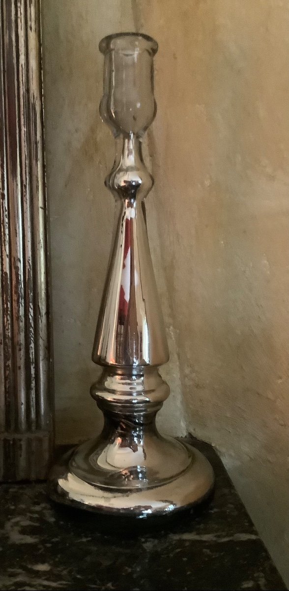 Large églomisé Glass Candle Holder
