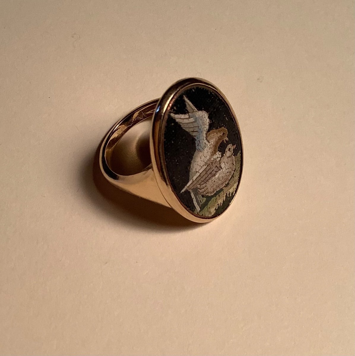 Gold Micro Mosaic Ring Early 19th Century-photo-1