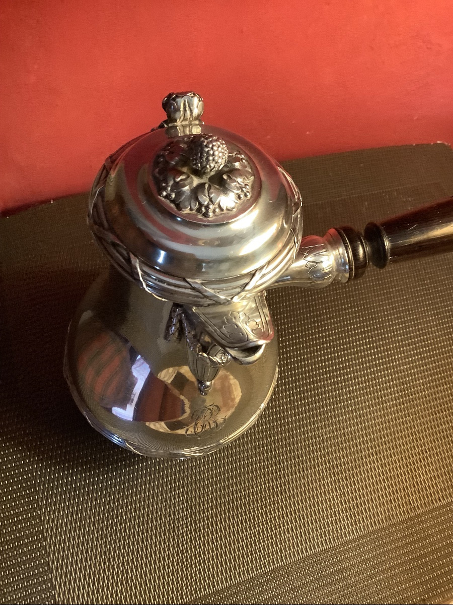 19th Century Solid Silver Chocolate Pot-photo-3