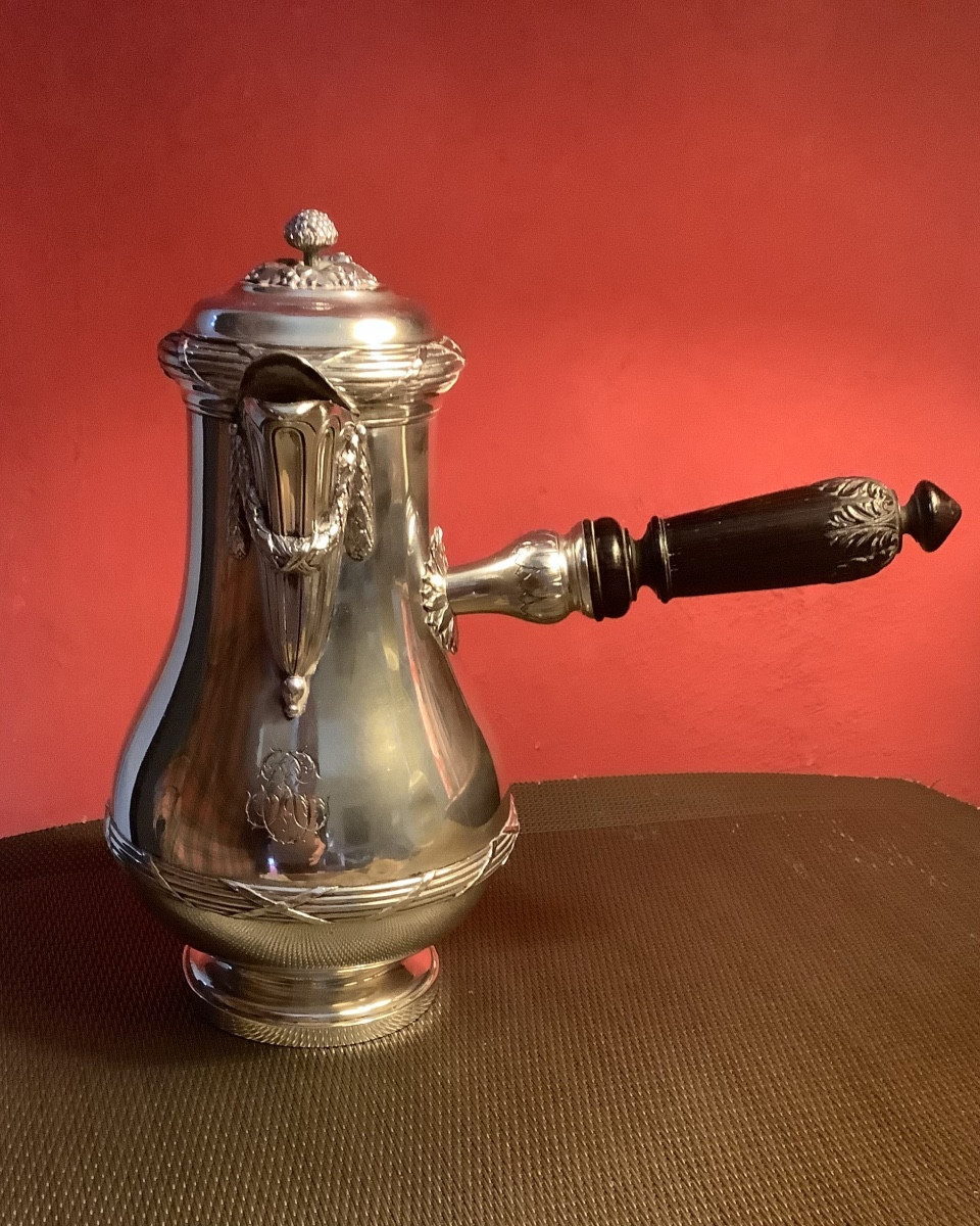 19th Century Solid Silver Chocolate Pot