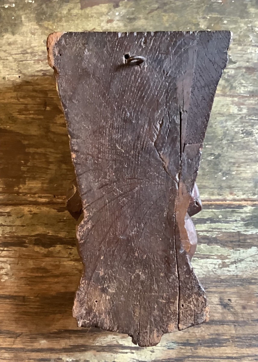 Pair Of 17th-century Carved Wooden Wall Sconces-photo-3