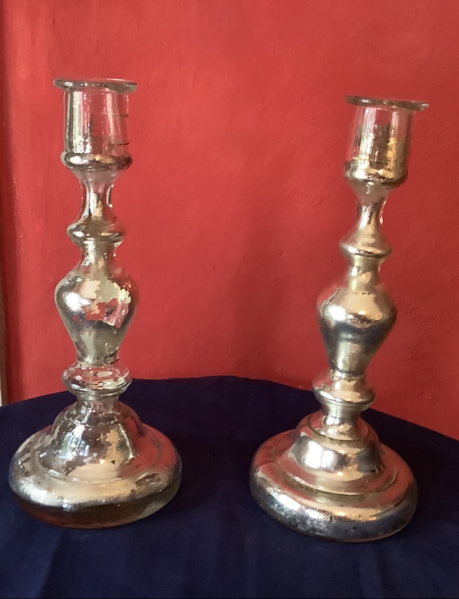Pair Of églomé Candlesticks-photo-2