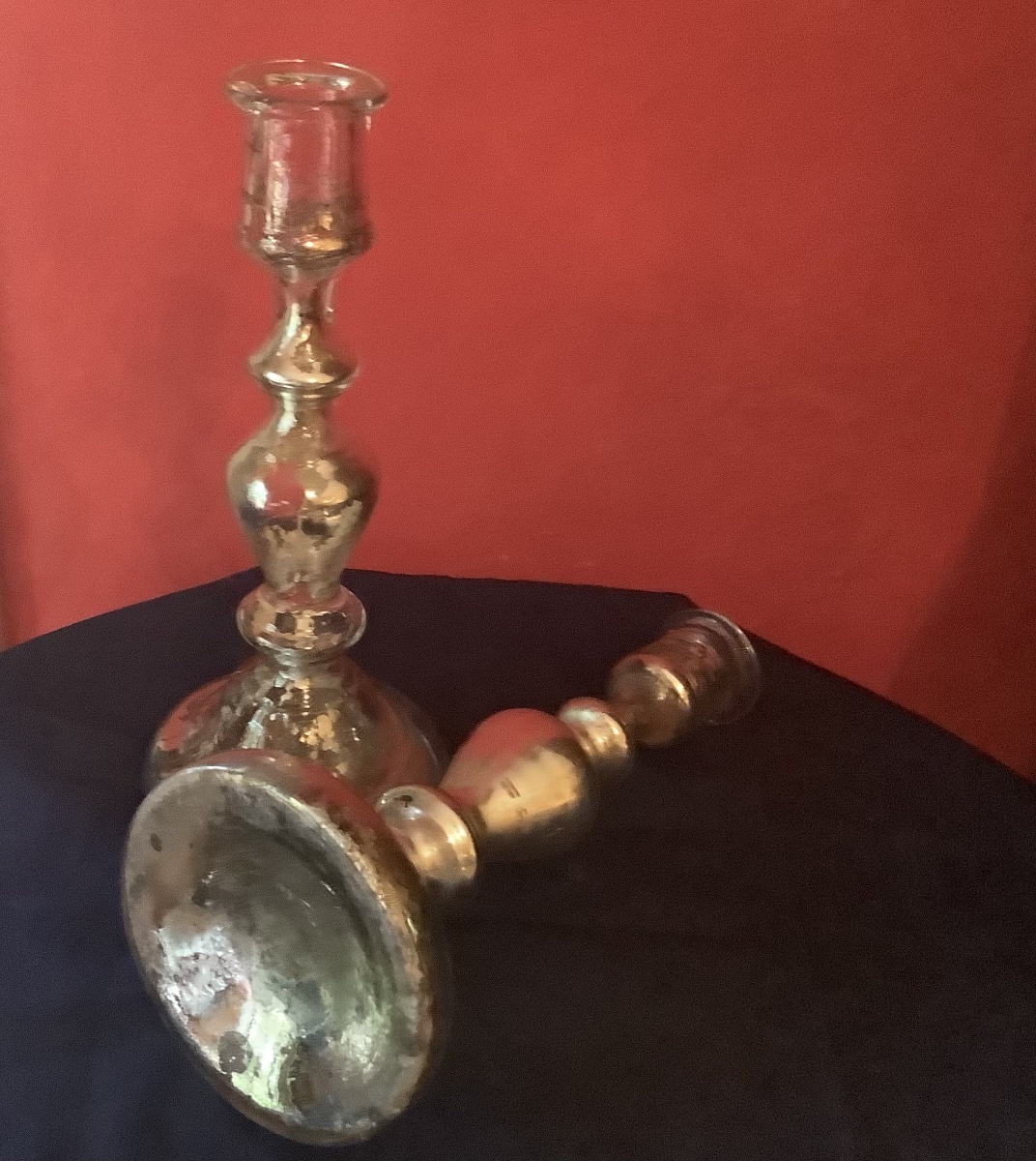Pair Of églomé Candlesticks-photo-3