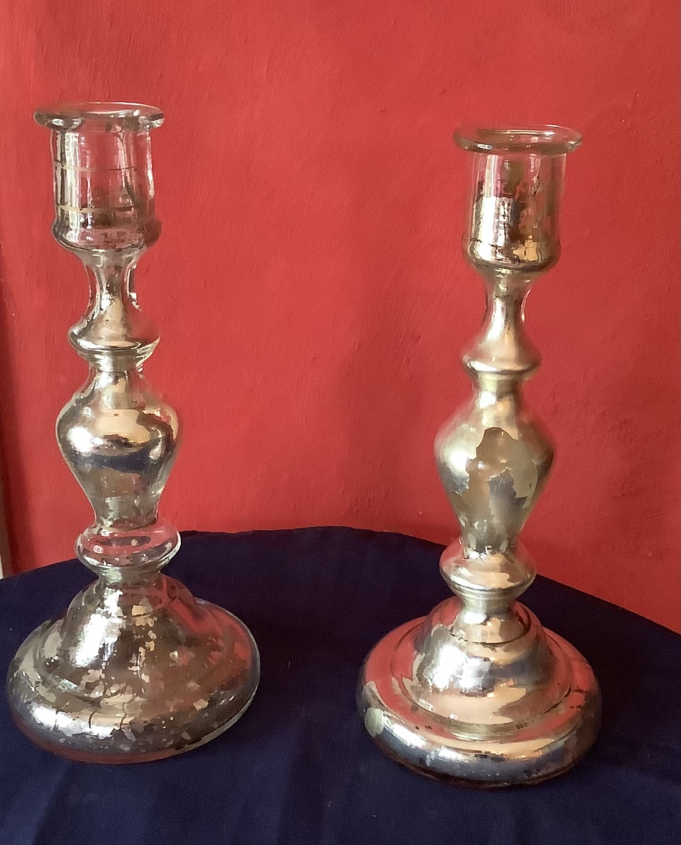 Pair Of églomé Candlesticks
