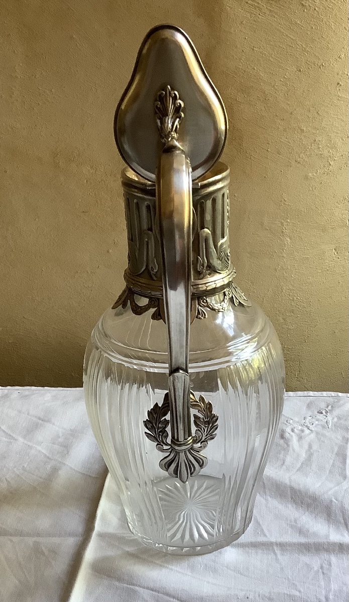 Solid Silver And Engraved Glass Ewer-photo-4