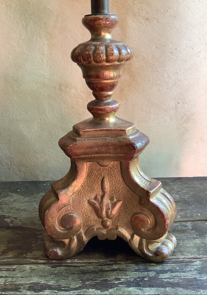 19th-century Gilded Wooden Lamp Base