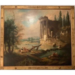 Grand Tableau De Ruine Napolitaine, Suiveur d’Hubert Robert