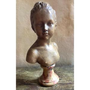 Petit Buste En Terre Cuite De J. A. Houdon