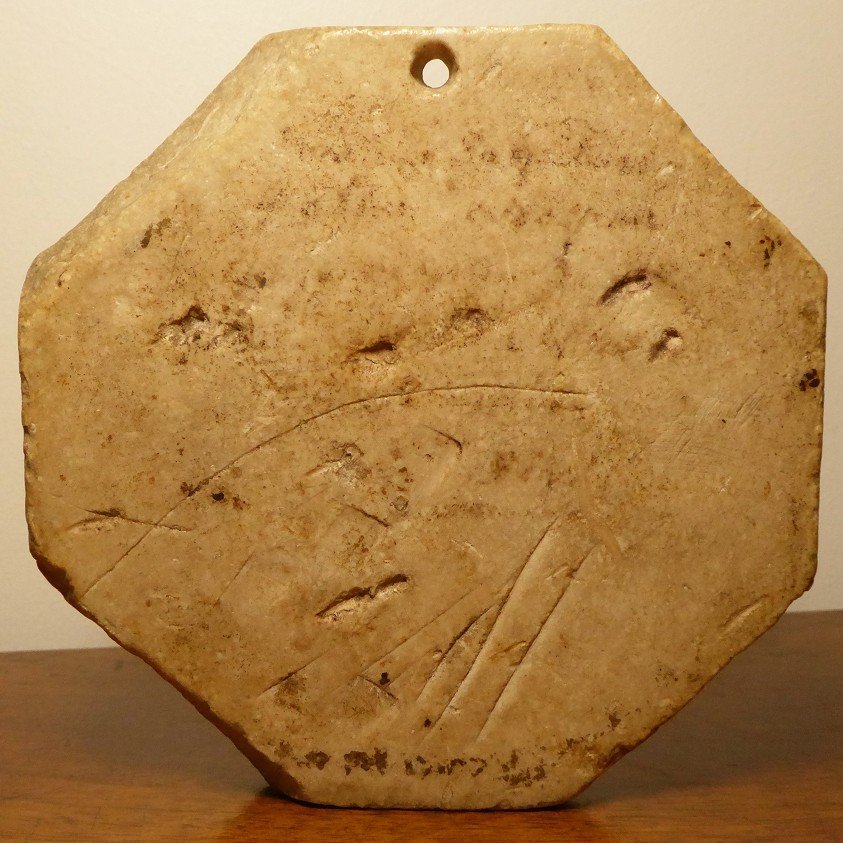 Petit Relief En Marbre XVIe Repr&eacute;sentant Un Profil d'Empereur Romain-photo-3
