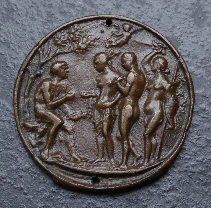 Plaquette En Bronze XVIe Repr&eacute;sentant Le Jugement De P&acirc;ris-photo-3