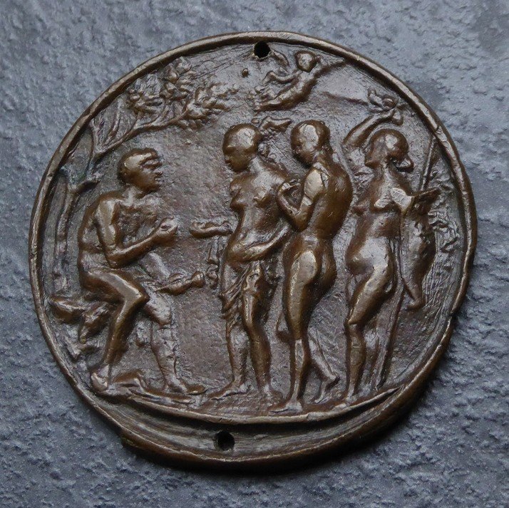 Plaquette En Bronze XVIe Repr&eacute;sentant Le Jugement De P&acirc;ris-photo-4