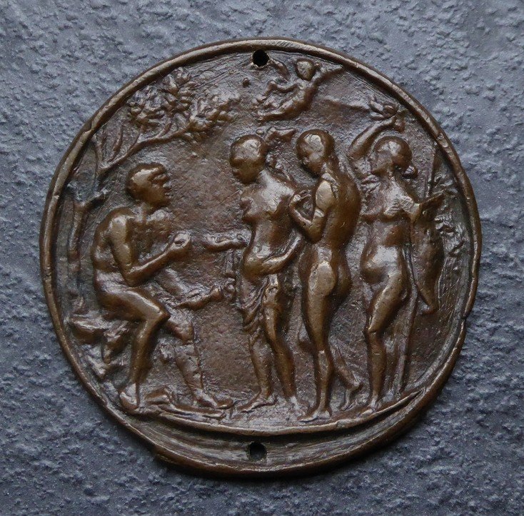 Plaquette En Bronze XVIe Repr&eacute;sentant Le Jugement De P&acirc;ris