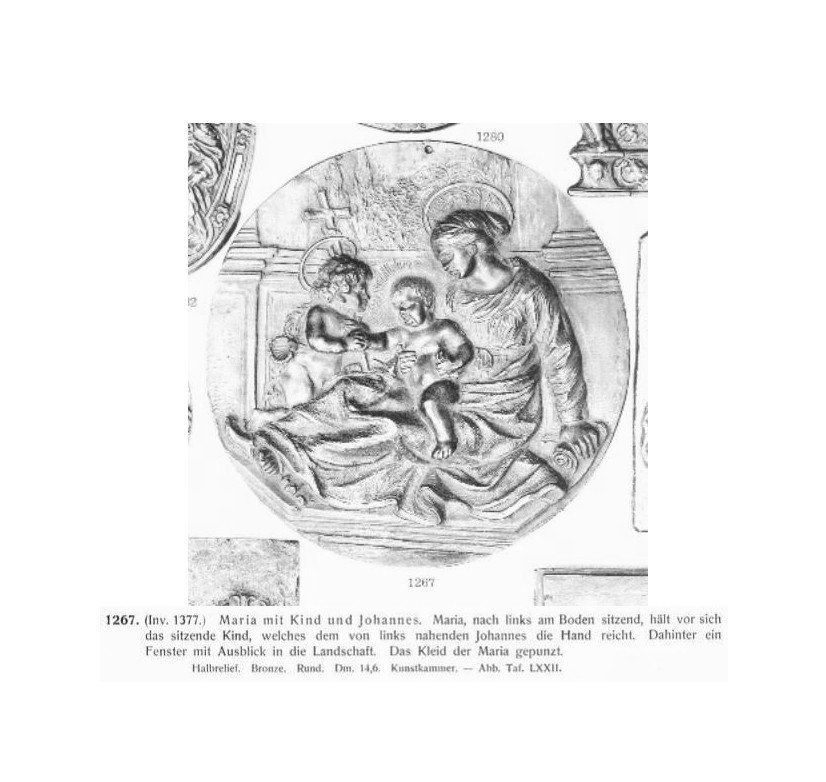 Relief En Bronze d'époque XVIIe - Vierge à l'Enfant Et Saint Jean Baptiste - Plaquette-photo-5
