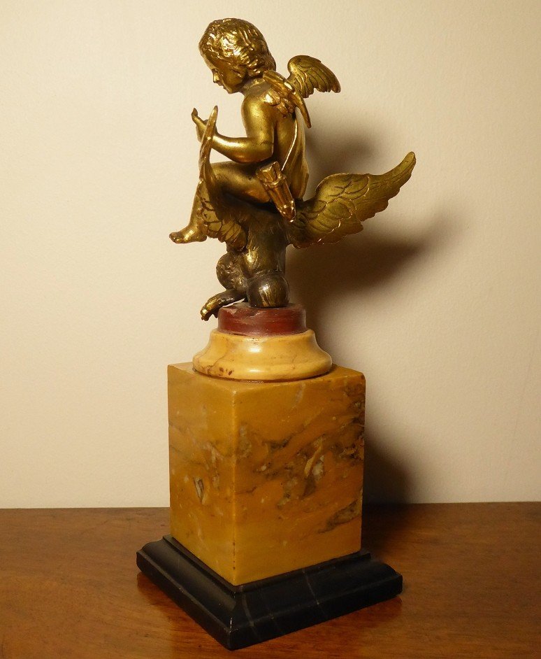 Cupid Riding An Eagle - Gilt Bronze - 18th Century Period-photo-4