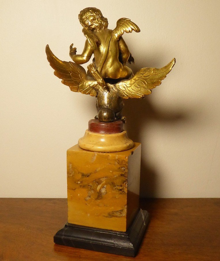 Cupid Riding An Eagle - Gilt Bronze - 18th Century Period-photo-1