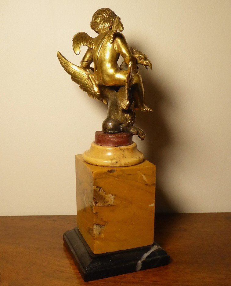 Cupidon Chevauchant Un Aigle - Bronze Dor&eacute; - &eacute;poque XVIIIe Si&egrave;cle-photo-2