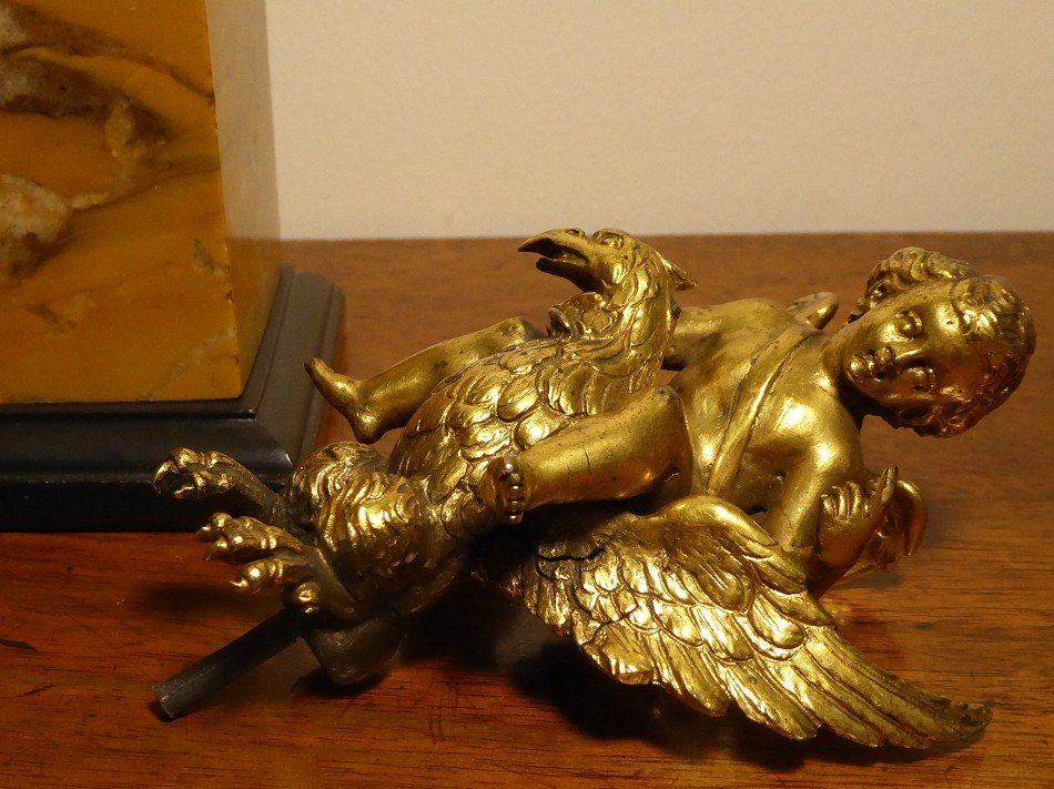 Cupid Riding An Eagle - Gilt Bronze - 18th Century Period-photo-7